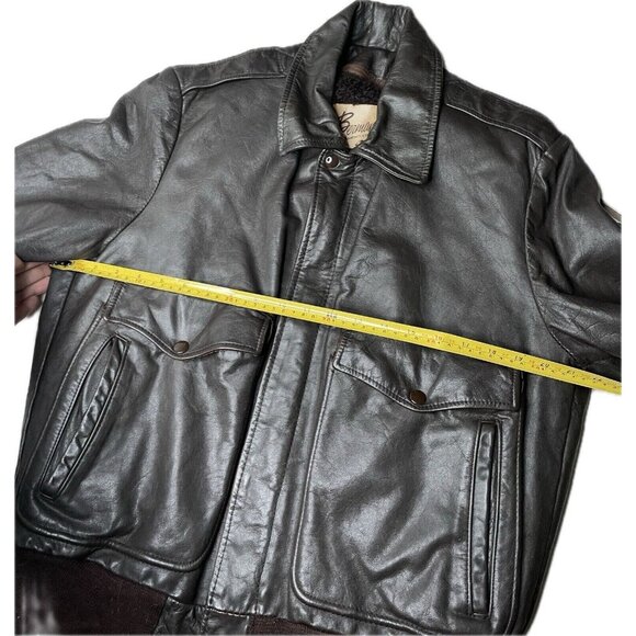 Vintage Berman's Brown Leather Bomber Jacket Men's M 40 Zip Out Lining - Picture 7 of 10